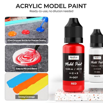 Nicpro 24 Colors Model Paint Set, 20ml Ready to Use Modeling Acrylic Paints - style: 24 Colors Set