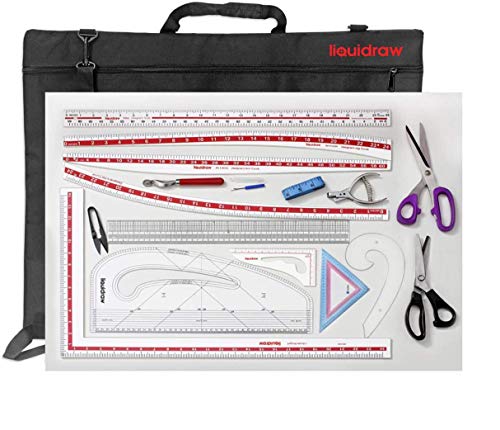 Liquidraw Pattern Maker Fashion Design Pattern Making Kit of 16 with Bag - style: 16-Piece Sewing & Dressmaking Set