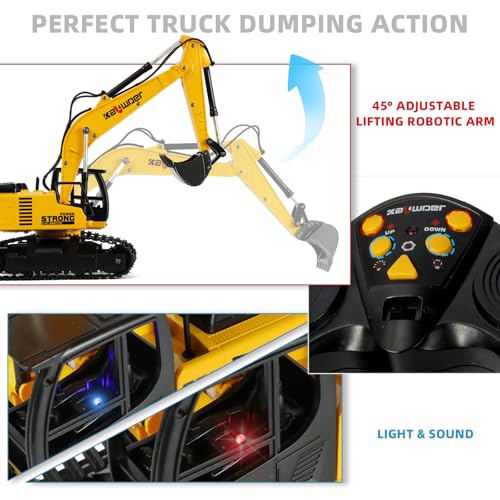 Remote Control Excavator for Boys with Sound & Lights for 40+ Mins Play