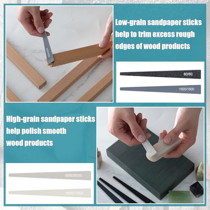 Honoson 20 Pcs Sanding Sticks Model, Low and High Grits, Groovy Style - style: Groovy Style