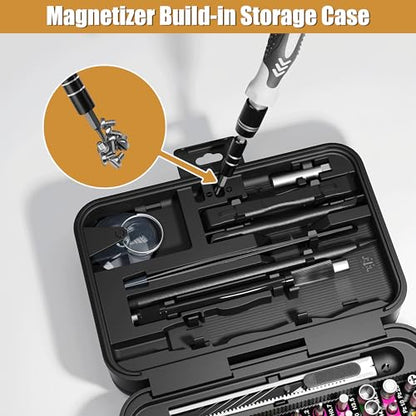 132PC Screwdriver Set, Magnetic Precision Screwdriver Kit with Color-Coded Nut Drivers, S2 Steel Repair Tool Kit for Electronics, Computer, Laptop, iPhone, PC, PS5, Watch & Home DIY