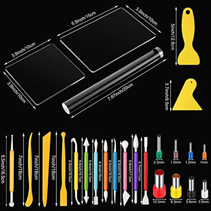 57 Pcs Clay Sculpting Tools Kits Polymer Clay Tools DIY Set with Roller - color: Colorful