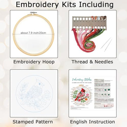 Louise Maelys Cardinal Embroidery Kit, Cross Stitch Kit for Beginne - color: birds