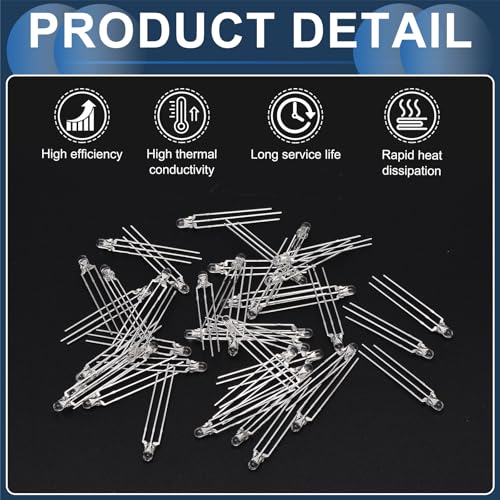 MECCANIXITY 120Pcs 3mm LED Diodes, Light Emitting Diodes, Bulb Lamp Electronic Project Kit for Science Project Circuit Board(Red+White Light Common Anode, Transparent Lens) - size: 3mm