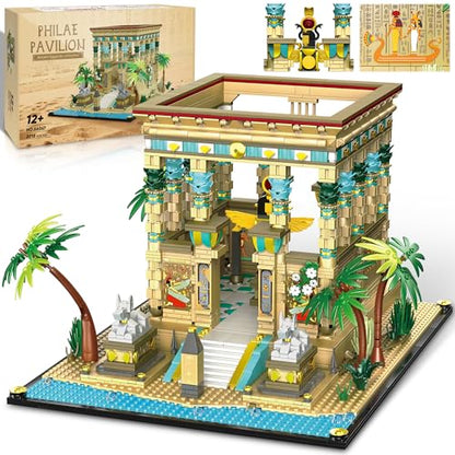 Philaedin Temple Building Set for Adults, Egyptian Architecture Building Blocks, Miniature Nile Temple Scene, Famous Landmark Collection Home Décor Model Building Kit, 2018 Pcs