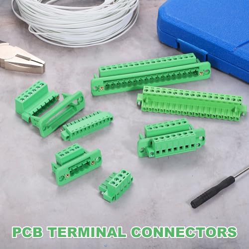 MECCANIXITY 2Set 7-Pin 5.08mm Pitch Pluggable Screw Terminal Block Connectors, PA66 300V 10A Through-Wall PCB Terminal with Panel Solderless Wiring Connectors 26-10AWG for Electronic - style: 7-Pin