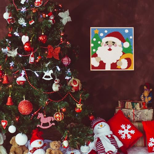 DOODLREAM Christmas Santa Claus DIY Punch Needle Embroidery Kit for Adult Beginner, 9.4" Punch Stitching Craft Set for Starter with Frame, Fabric Pattern, Threader, Yarn, Pinch Needle - color: Santa Claus