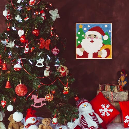 DOODLREAM Christmas Santa Claus DIY Punch Needle Embroidery Kit for Adult Beginner, 9.4" Punch Stitching Craft Set for Starter with Frame, Fabric Pattern, Threader, Yarn, Pinch Needle - color: Santa Claus