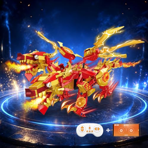 Remote Control Dragon Building Kit, STEM Compatible with Lego for Kids 8-12