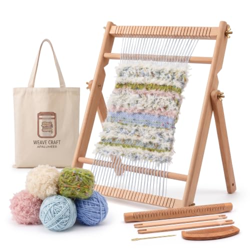 Weaving Loom for Adults & Kids - Weaving Loom Kit | Beginner-Friendly Table Loom & Lap Loom with Yarn, Canvas Tote Bag,Tools & Instructions | Wooden Loom for Multicraft Projects (15.8 x 11.8 inches)