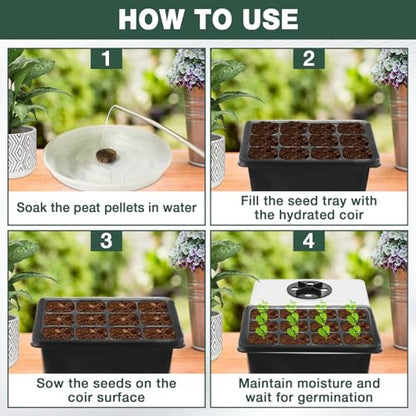 ZeeDix 6 Set Seed Starter Tray Kits with 90 Pack Coco Coir Pellets - color: 6 Set