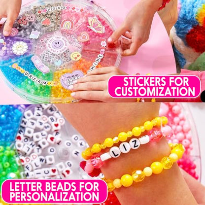 Just My Style Rainbow Bead Spinner, DIY Bracelet Making Kit with Swiveling Bead Case, Includes Over 1,000 Beads for Bracelet Making, Elastic, and More - color: Bead Spinner