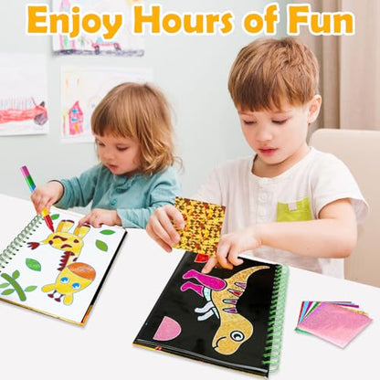 FUNNYB&G Foil Art Craft Kit for Kids, Sparkly Birthday Gift Toy for Kids - style: Dinosaur