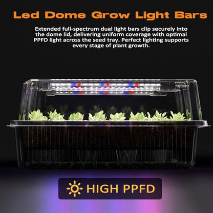 Patigrow 80-Cell Self-Watering Seed Starter Tray with Grow Light, Seed Starter Kit with 4.07” Humidity Dome, Indoor Seedling Starter Tray, Seed Starting Trays for Plant Germination, Seeds Growing