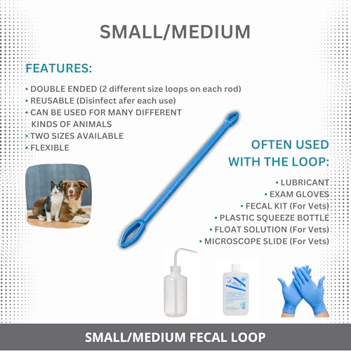 Fecal Loop for Small and Medium Animals, Stool Sample Collection Kit for Small Dogs, Goats, Sheep and Other Small Animals. Take Stool Samples Quickly and Easily with Reusable Double end Loop. - size: Small/Medium