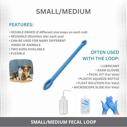 Fecal Loop for Small and Medium Animals, Stool Sample Collection Kit for Small Dogs, Goats, Sheep and Other Small Animals. Take Stool Samples Quickly and Easily with Reusable Double end Loop. - size: Small/Medium