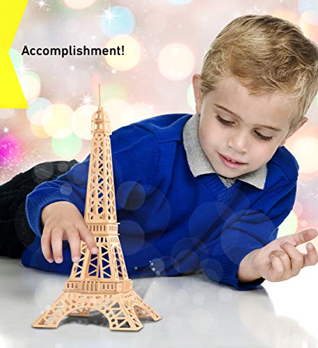 Puzzled 3D Puzzle Eiffel Tower Wood Craft Construction Kit, 52 Pieces Pack