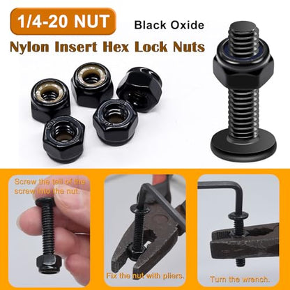 weideer 30pcs 1/4-20 x 3/4" Nuts and Bolts Kit, Stainless Steel 18-8 (304) Flat Head Hex Socket Cap Furniture Bolts,Nylon Insert Hex Lock Nuts with Hex Spanner - size: 1/4-20x3/4", style: Flat Head Hex