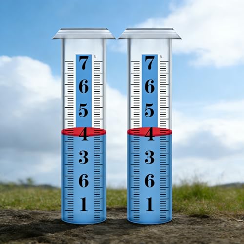 2PCS Rain Gauge Replacement Tube Plastic, Accurate Rain Gauge Outdoor, Thickened and Transparent 7" Capacity Tube with Blue Strip for Yard & Garden, 2 Rainfall Meter Tube with 1 Clean Brush - color: 2PCS Rain Gauge Replacement Tube