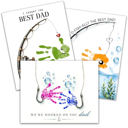 Fathers Days Crafts from Kids - Custom Handprint Set 3, Personalized Best Dad Ever Handprint Kit Family Handprint Craft Keepsake Personalized Fathers Day Dads Gifts from Kids Daughter Son for New Dad - color: Father