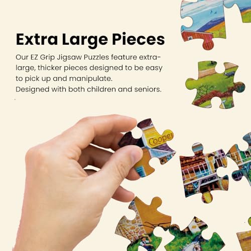 MasterPieces - 500 Piece Jigsaw Puzzle, Large EZ Grip Shapes, Free Wheeling, Fun for Adults, Seniors, Family, Kids, 19.25" x 26.75" - style: Free Wheeling
