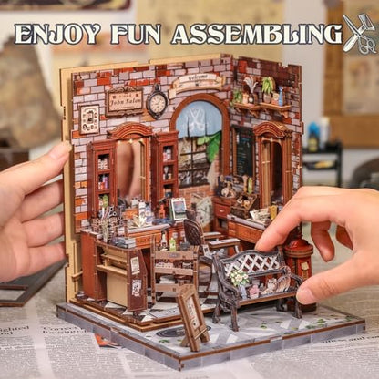 Cutefun Book Nook Kit - DIY Miniature Dollhouse Kit for Adults and Teens - color: John's Hair Salon