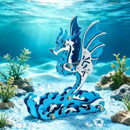 3D Metal Puzzle Mechanical Model Kit Seahorse Blue Stainless Steel - color: D03-seahorse Blue