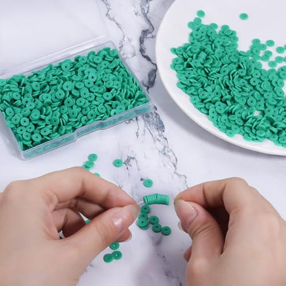 6mm Polymer Clay Beads for Bracelets Making 1000PCS - color: Lake green