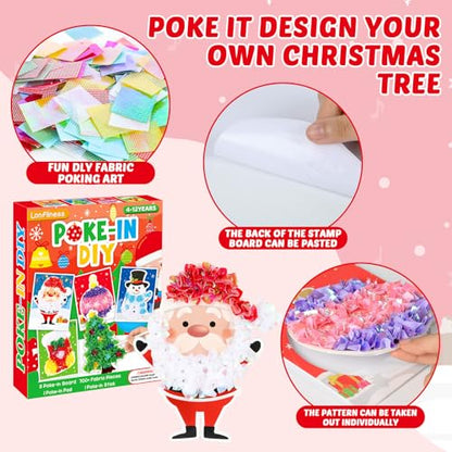 Lonfliness 8 Pcs Christmas Poke in Craft Kits for Kids Mess Free DIY Art - style: Christmas