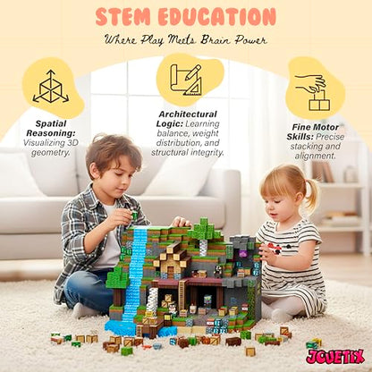 250 PCS Magnetic Building Blocks - Mining World Magnetic Cubes Construction Set, STEM Montessori Sensory Toy for Kids 3+ Boys & Girls Christmas Birthday Gift