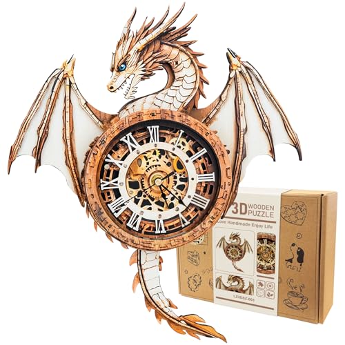3D Wooden Puzzle for Adults - Dragon Clock - color: Mechanical Dargon