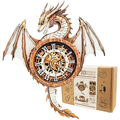 3D Wooden Puzzle for Adults - Dragon Clock - color: Mechanical Dargon