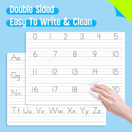 8 Packs Alphabet & Number Whiteboards, Double Sided Dry Erase Board Letters Numbers Tracing Writable and Erasable Handwriting Board for Kids, Students, Classroom and Home (Each Measures 12” x 9”) - color: Alphabet & Number Whiteboards