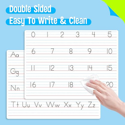 8 Packs Alphabet & Number Whiteboards, Double Sided Dry Erase Board Letters Numbers Tracing Writable and Erasable Handwriting Board for Kids, Students, Classroom and Home (Each Measures 12” x 9”) - color: Alphabet & Number Whiteboards