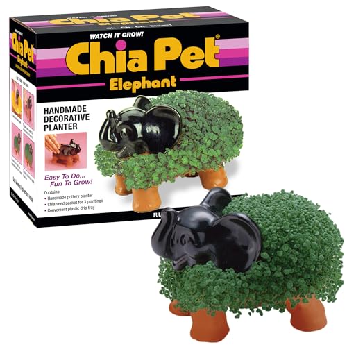 Chia Pet Elephant with Seed Pack, Decorative Pottery Planter, Easy to Do and Fun to Grow, Novelty Gift, Perfect for Any Occasion - style: Elephant