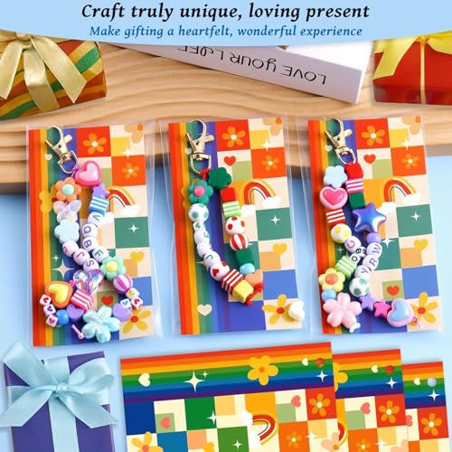 TOHONGADON 618 PCS Beaded Keychain Making Kit, Colorful Bag Charm Kit - color: 618 Pcs Bead