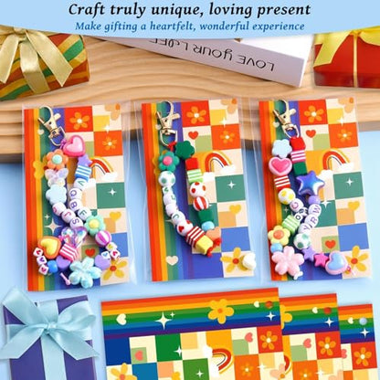 TOHONGADON 618 PCS Beaded Keychain Making Kit, Colorful Bag Charm Kit - color: 618 Pcs Bead