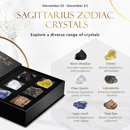 Wyspell Sagittarius Crystal Set - 6 Raw Healing Stones - Zodiac Gifts - color: Sagittarius