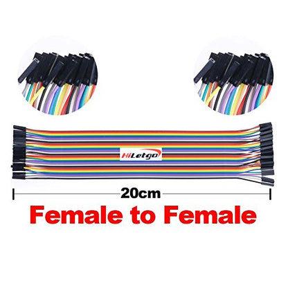 HiLetgo 200pcs Breadboard Jumper Wires - Dupont Wire Male & Female, 2.54mm & 2.0mm, 20cm Assortment Kit for Arduino DIY (Pack of 2) - size: Small (Pack of 2)