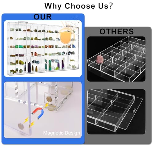 Adjustable Seashell Display Case Box Large Rock Fossil Arrowhead Case - size: Large Horizontal 60-Room Display Case-New