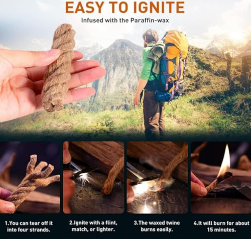 eGreen 20-100 Windproof Stormproof Matches Waterproof Cases & Rope Options - style: 2 X Container Matches + Wax Rope