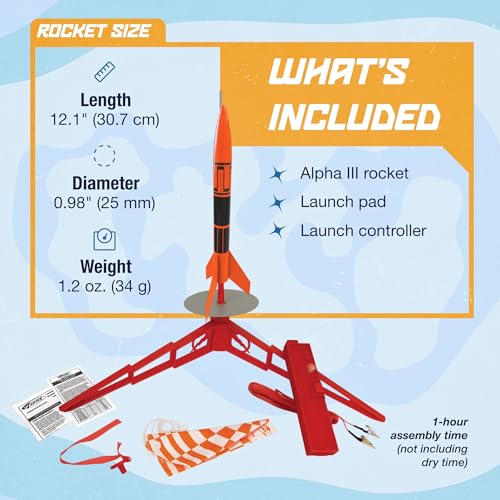 Estes 1427 Alpha III Rocket-Building Kit, Beginner Flying-Rocket Model Kit for Ages 10+, Includes Launch Pad and Controller