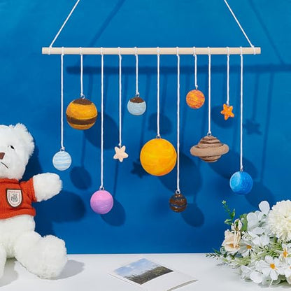 WEBEEDY DIY Solar Foam Ball Wall Hanging Kit Unpainted Hanging Solar Project Kit for Crafts Making,Solar System Model with Foam Balls Pigment Brush for Party Hanging Decor Christmas Birthday Gift
