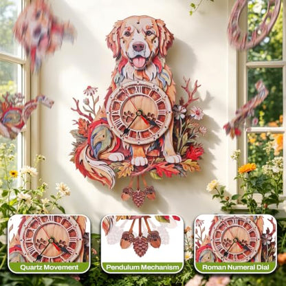 3D Puzzles for Adults Dog Clock Crafts for Adults Wooden Puzzles - color: Garden Dog