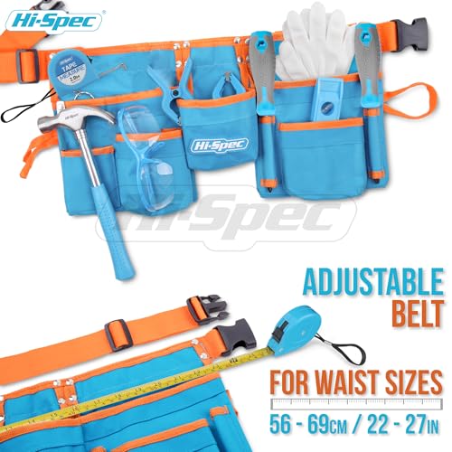 Hi-Spec Kids Tool Set with Tool Belt for Real Child-Sized STEM DIY, Blue - color: Blue, size: 16 Piece