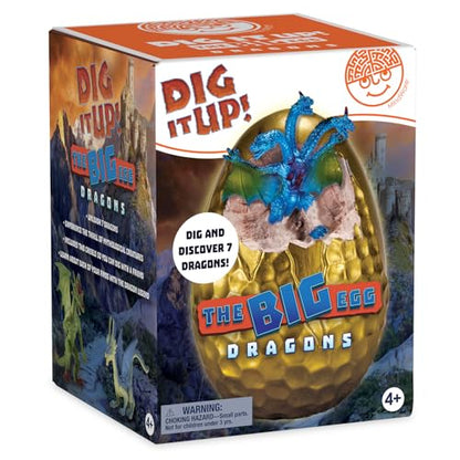 MindWare Dig It Up! The Big Egg Dragons – Excavate 7 Dragon Figures from One Giant Egg | STEM Excavation Kit with Tools & Dragon Legend for Kids Ages 4+ | Hands-On Science & Imaginative Play Toy