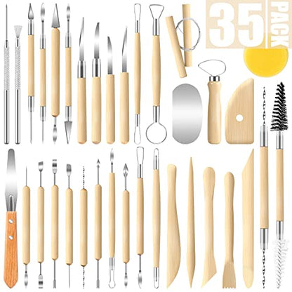 JETMORE 35 Pcs Clay Sculpting Tool Kit, Clay Cutters, Pottery Tools for DIY - color: 35 Pack