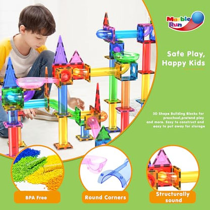 PicassoTiles 150pc Magnetic Marble Run Track Set STEM Construction Toy with Slides Ramps and Tubes Educational Magnet Tile Building Kit Kids Age 3 Plus Learning Gift for Boys Girls Preschool PTG150 - color: Marble Run 150 Pcs