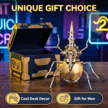 Steampunk Mechanical Rhinoceros Beetle Insect 3D Metal Puzzle Model Kits 160+ Parts 2-3 Hours Build Cool Desk Decor Christmas & Birthday Gift for Men Adults Father (Aristolochia) - style: Aristolochia