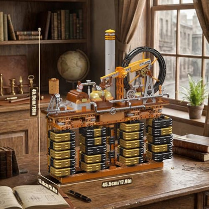 Mould King Steampunk Cube Clock Building Set, App Controlled Time Display, Industrial Oil Pump Mechanical Gear Model Kit for Adults, Creative DIY STEM Collectible Desk Decor Gift(3234+ PCS)